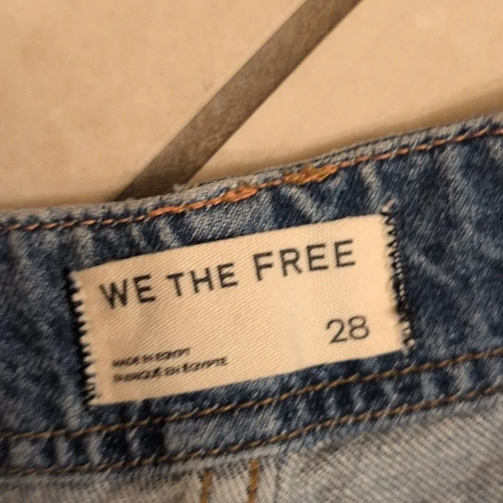 Free People Aster Straight Jeans Relaxed Fit Blue Denim Size 28